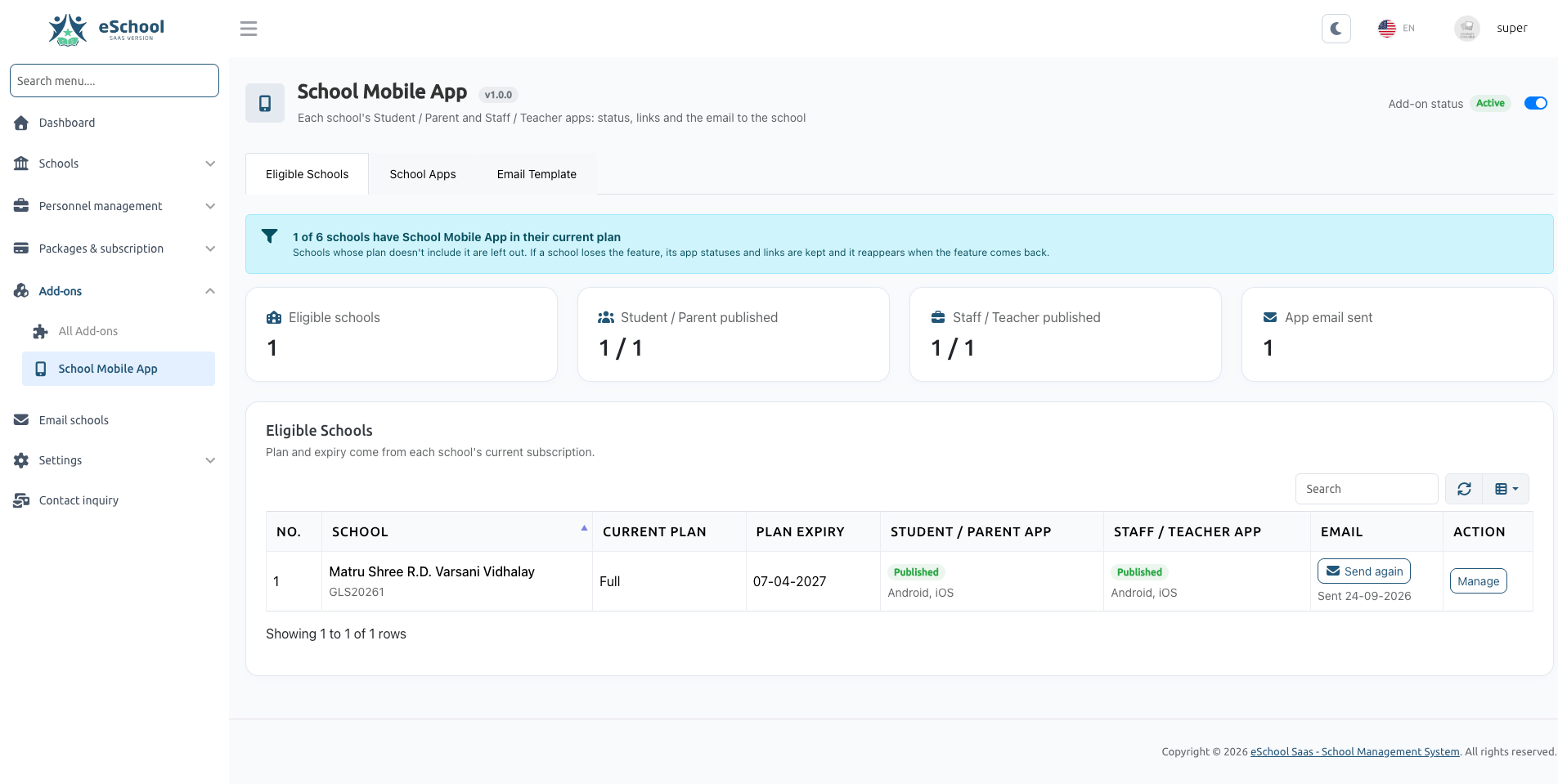 e-School SaaS Dedicated School Mobile App